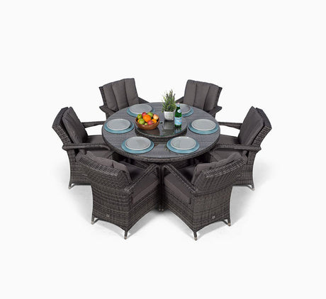 6 Seater Rattan Round Dining Table & Chair Set