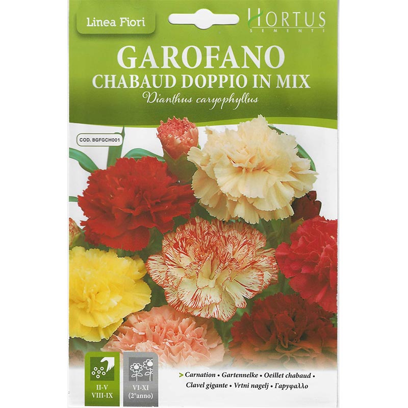 Carnation "Garofano Chabaud Doppio in Mix" Premium Quality Seeds by Hortus Sementi