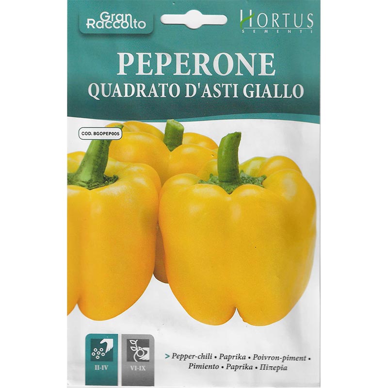 Pepper Chilli "Peperone Quadrato D’ Asti Giallo" Seeds by Hortus