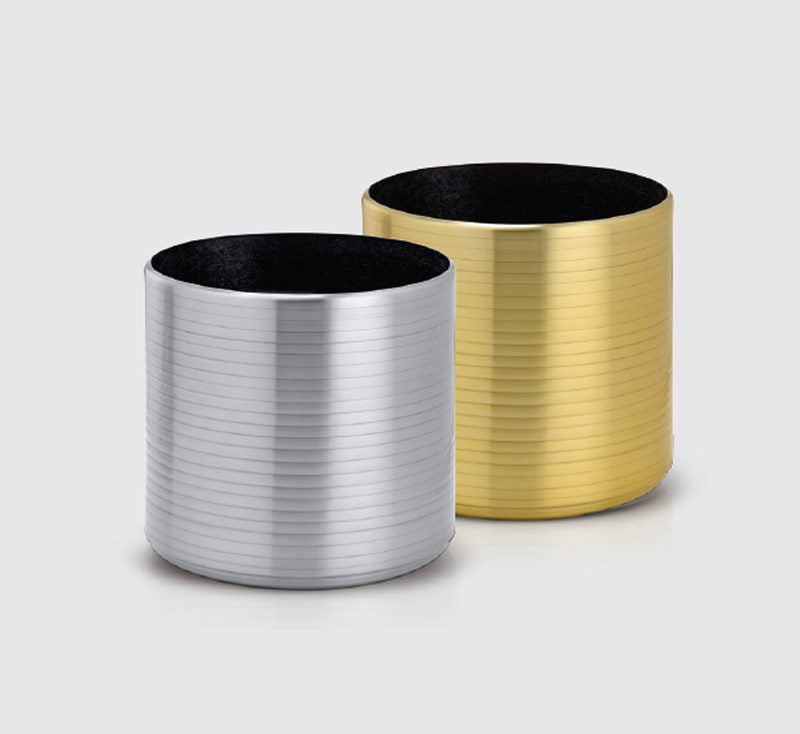 Cylindro "Aluminium" Ribbed Pot
