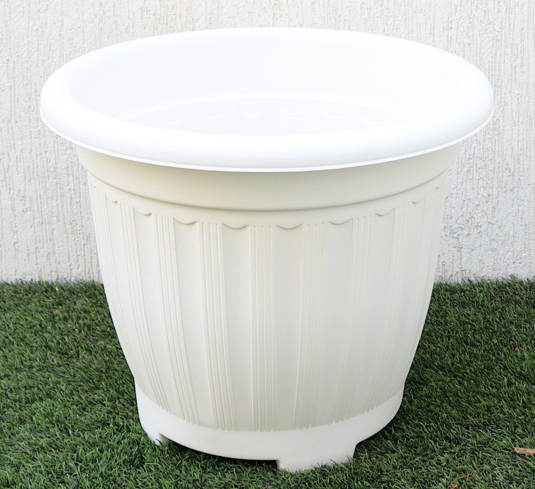 Flower Pot | Outdoor Round Plastic Planter "White"