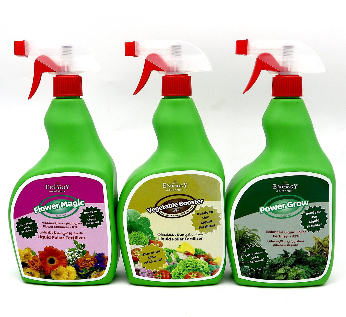 Desert Energy Ready to Use Vegetable Booster | Flower Magic & Power Grow Liquid Fertilizer 3x700ml Combo RTU