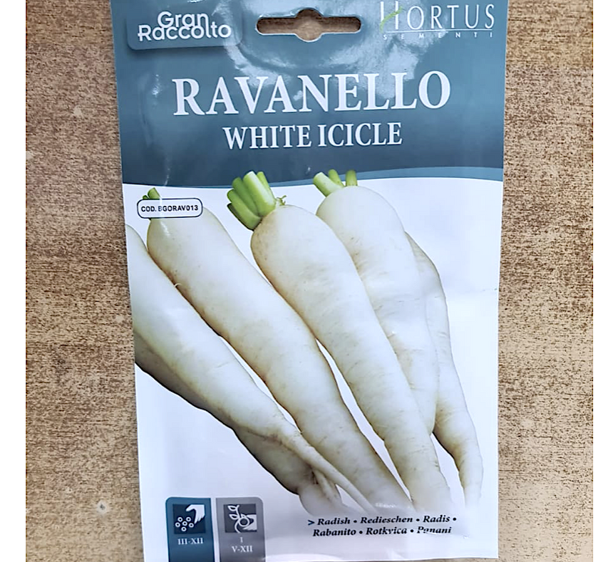 Radish Vegetable Seeds "Ravanello White Icicle" by Hortus