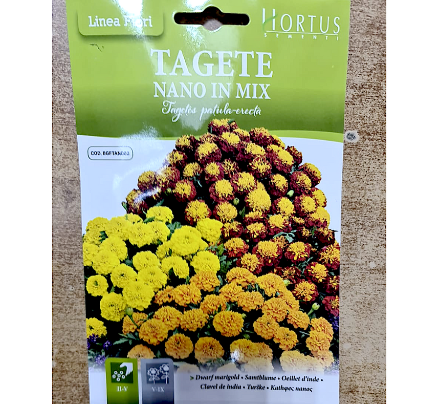 Dwarf Marigold Flower seeds "Tagete Nano in Mix" by Hortus